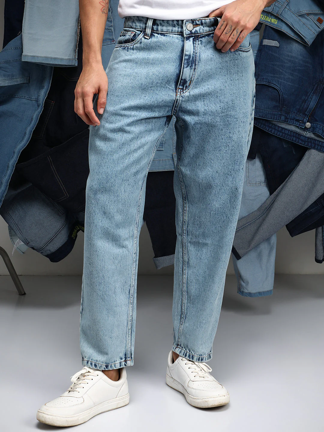 Acid-Wash Straight-Fit Denim Jeans - Image 2