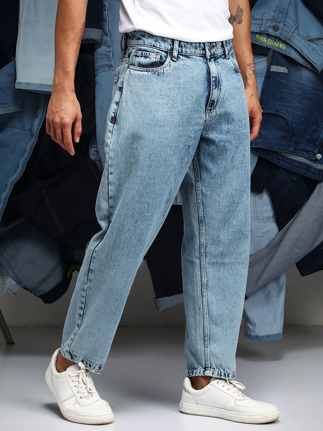Acid-Wash Straight-Fit Denim Jeans - Image 3