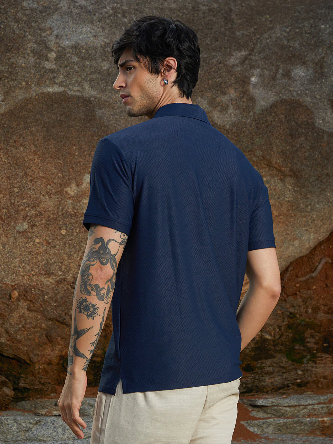 Basket-Textured Polo T-Shirt - Image 4