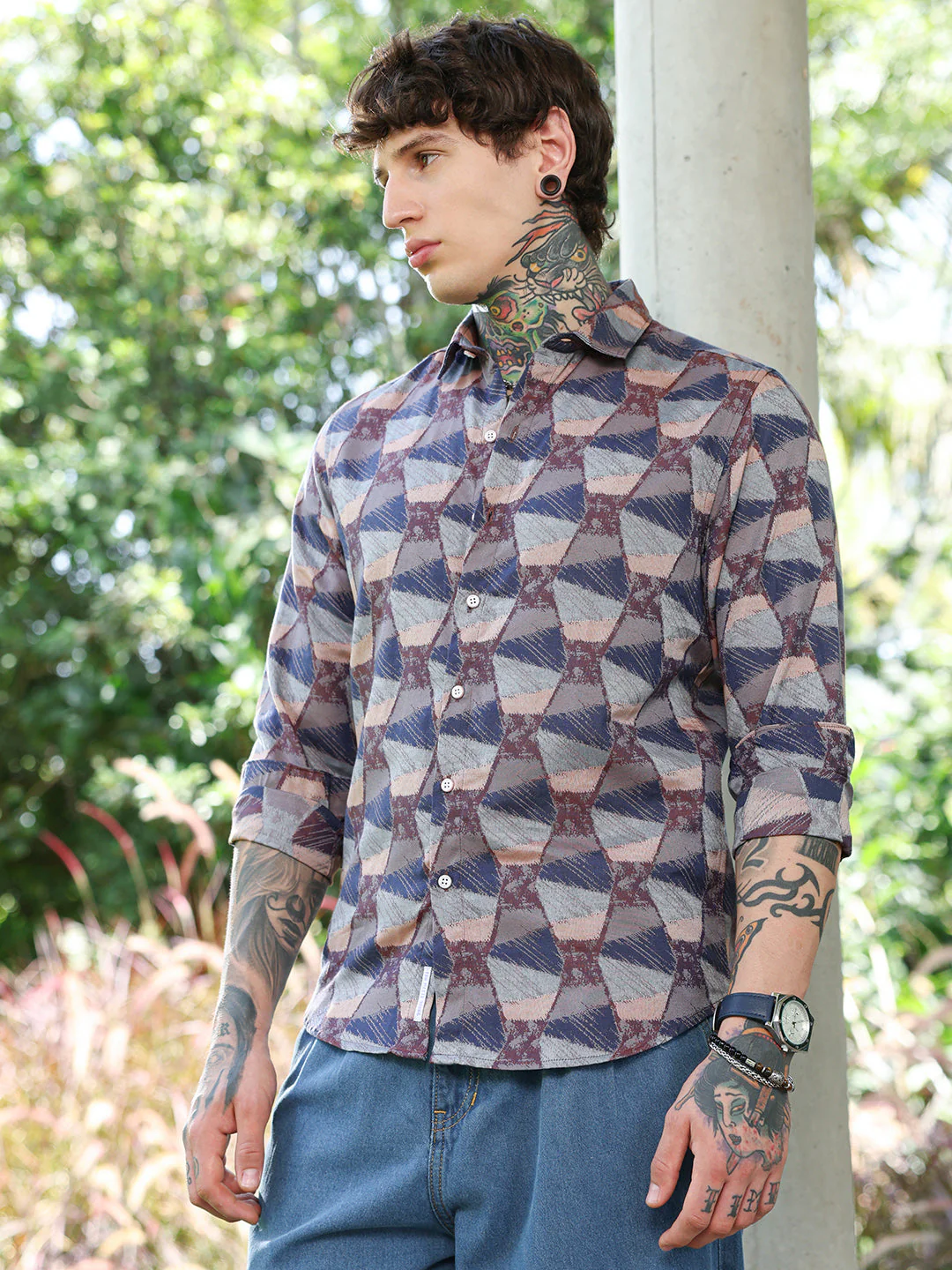 Geo-Abstract Jacquard Shirt - Image 3