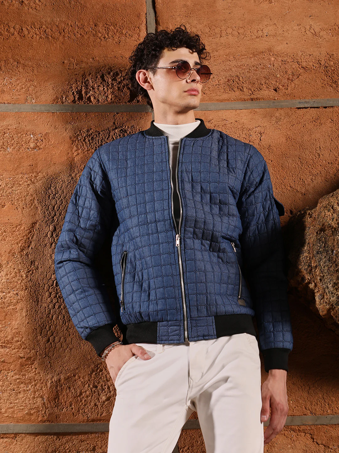 Cubic-Quilted Bomber Jacket - Image 11