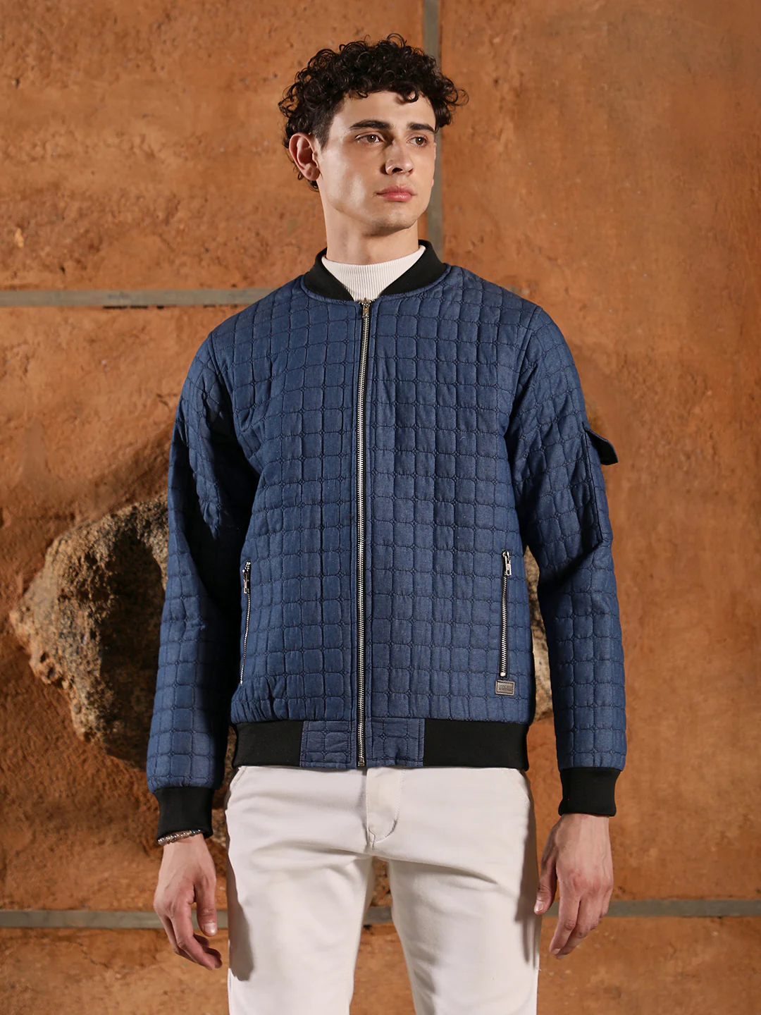 Cubic-Quilted Bomber Jacket - Image 12