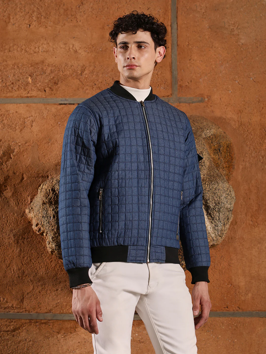 Cubic-Quilted Bomber Jacket - Image 13