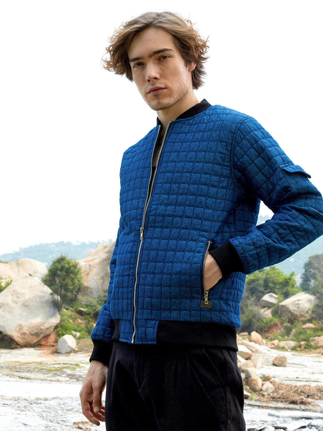 Cubic-Quilted Bomber Jacket - Image 3
