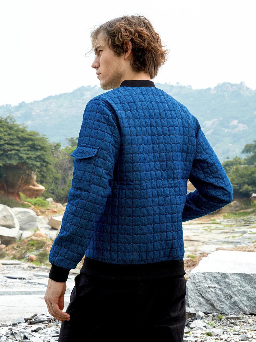 Cubic-Quilted Bomber Jacket - Image 4