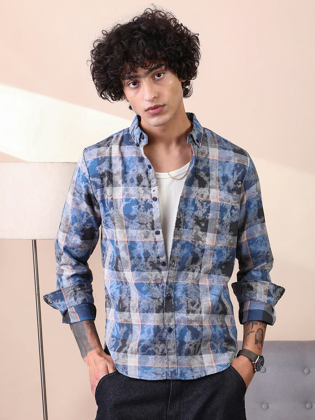 Faded-Plaid Regular Shirt - Image 2
