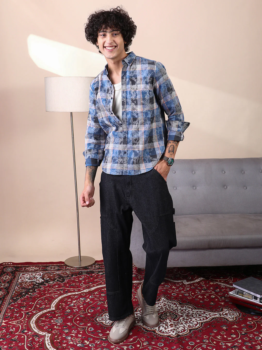 Faded-Plaid Regular Shirt - Image 5