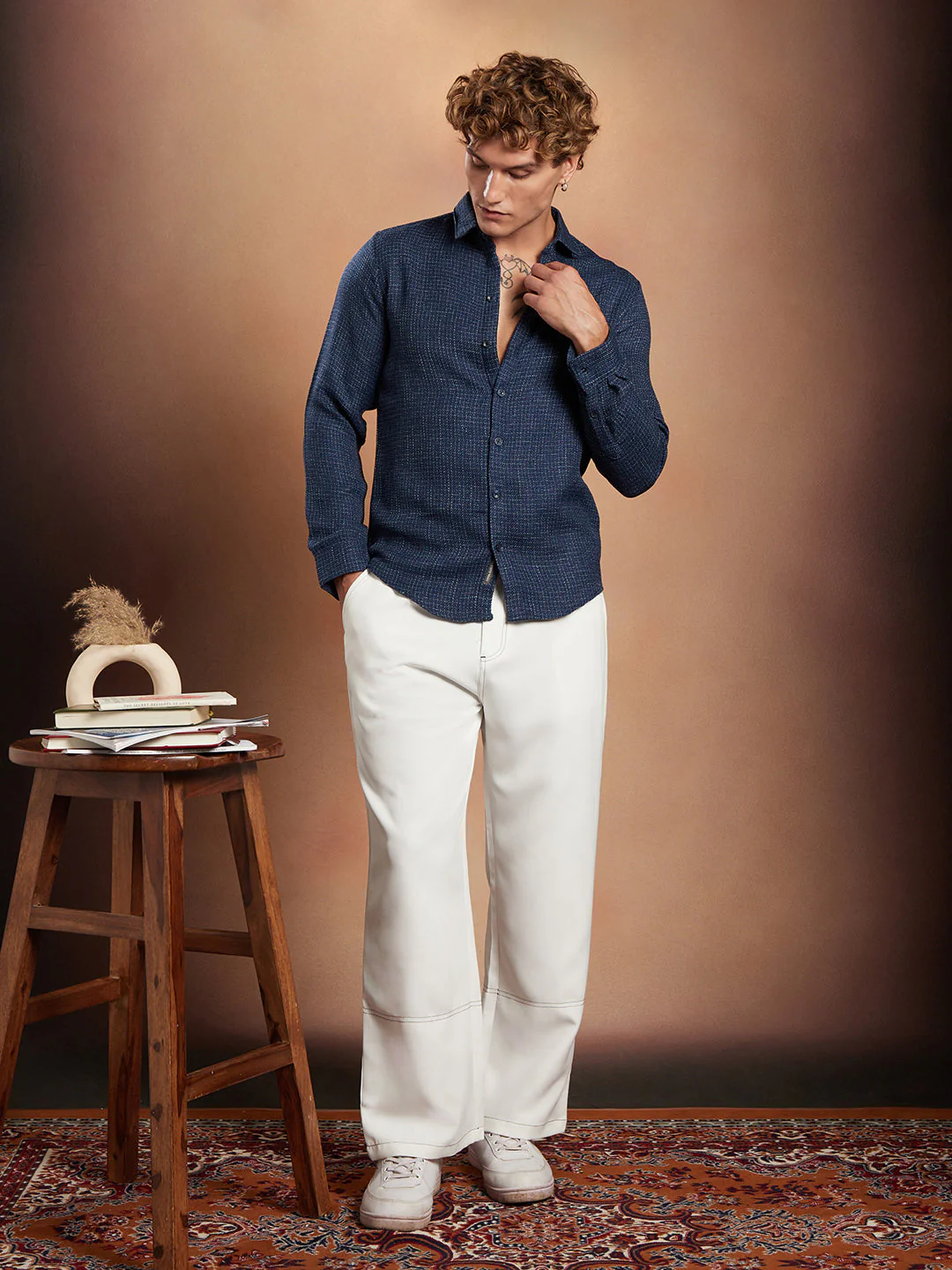 Grid-Weave Regular Shirt - Image 5