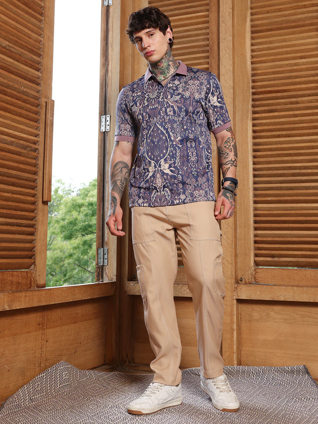Indie Floral Jacquard-Knit Polo T-Shirt - Image 5