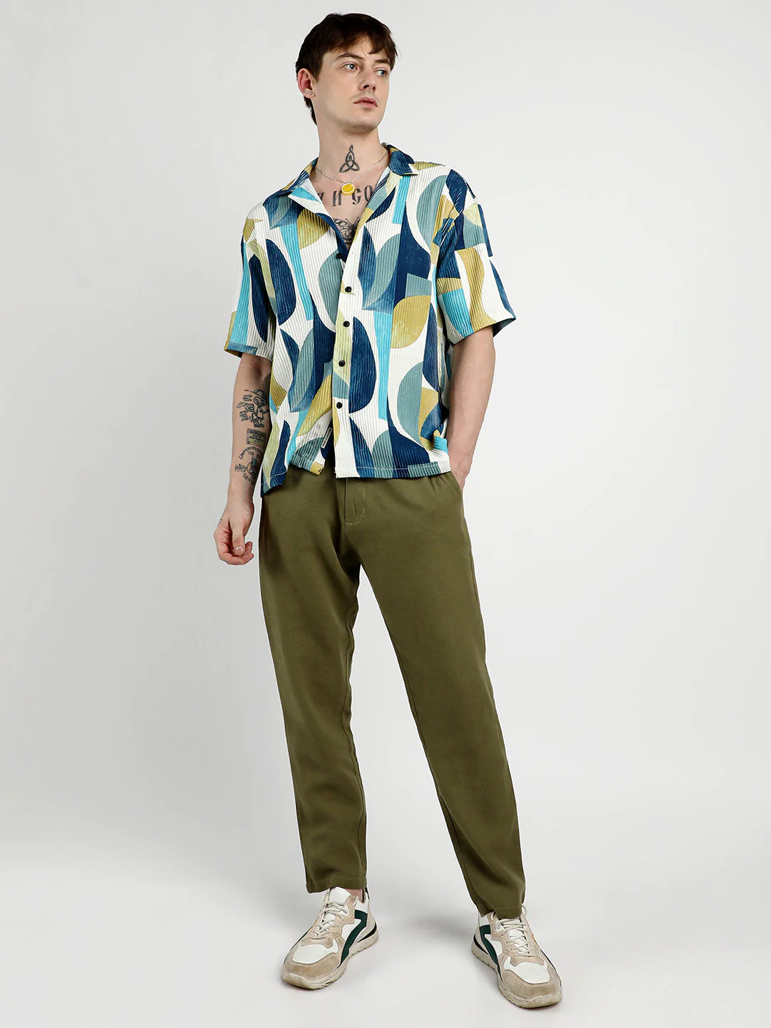 Oversized Abstract Curves Shirt - Image 5