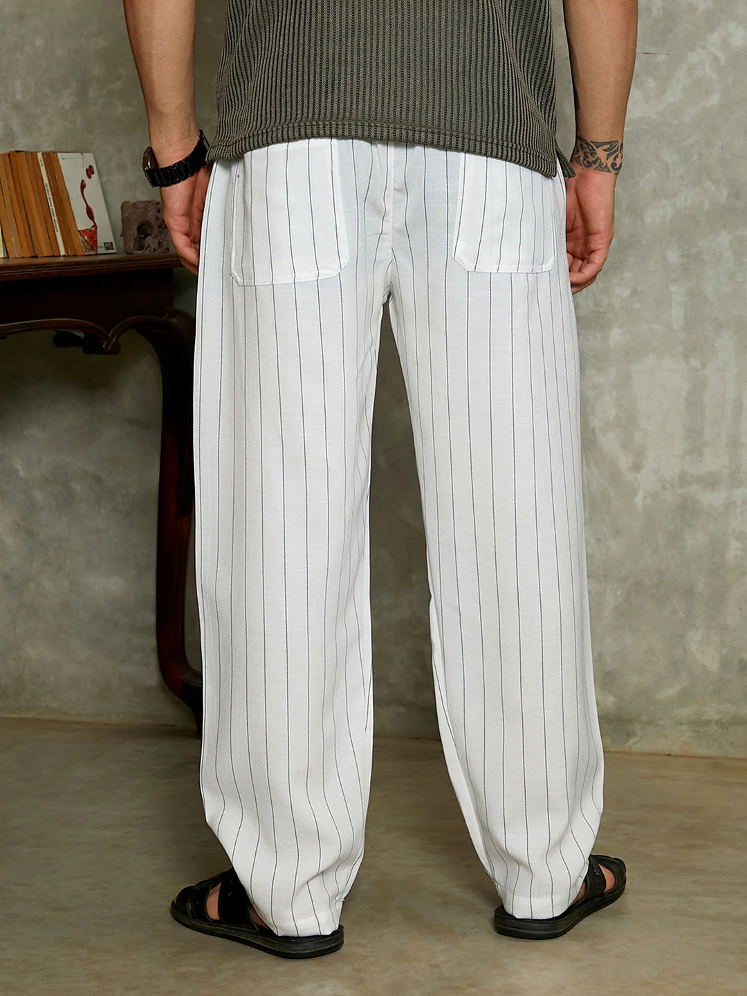 Lightweight - Pinstriped Chino Trousers - Image 4