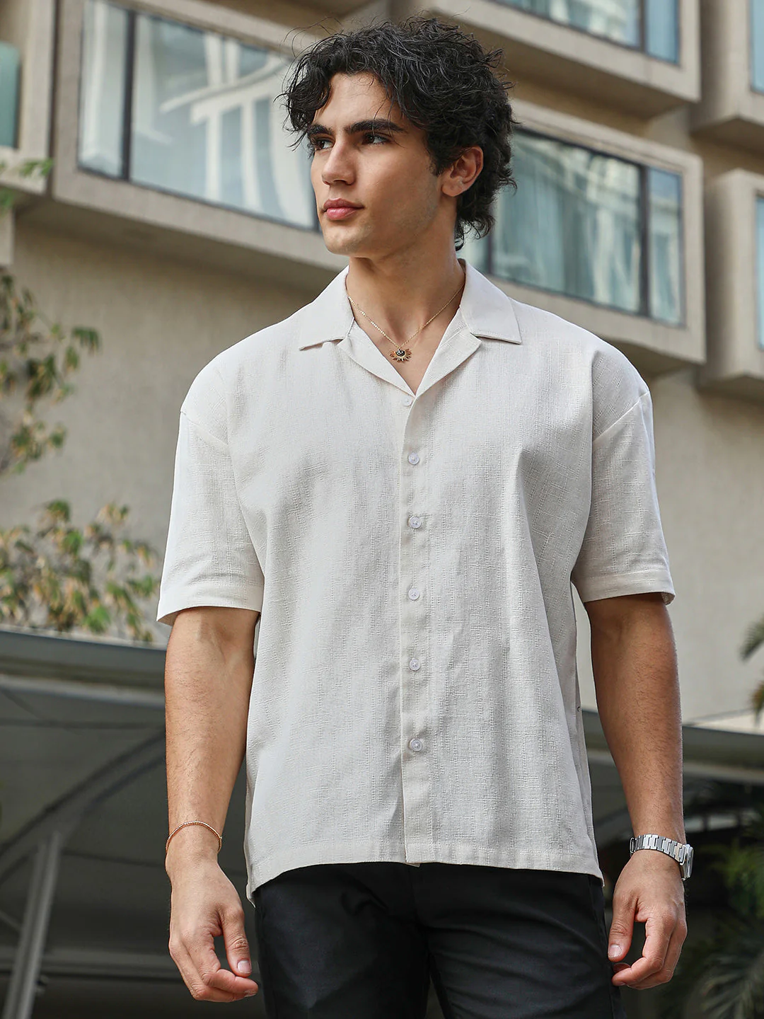 Solid Resort Overised Shirt - Image 2