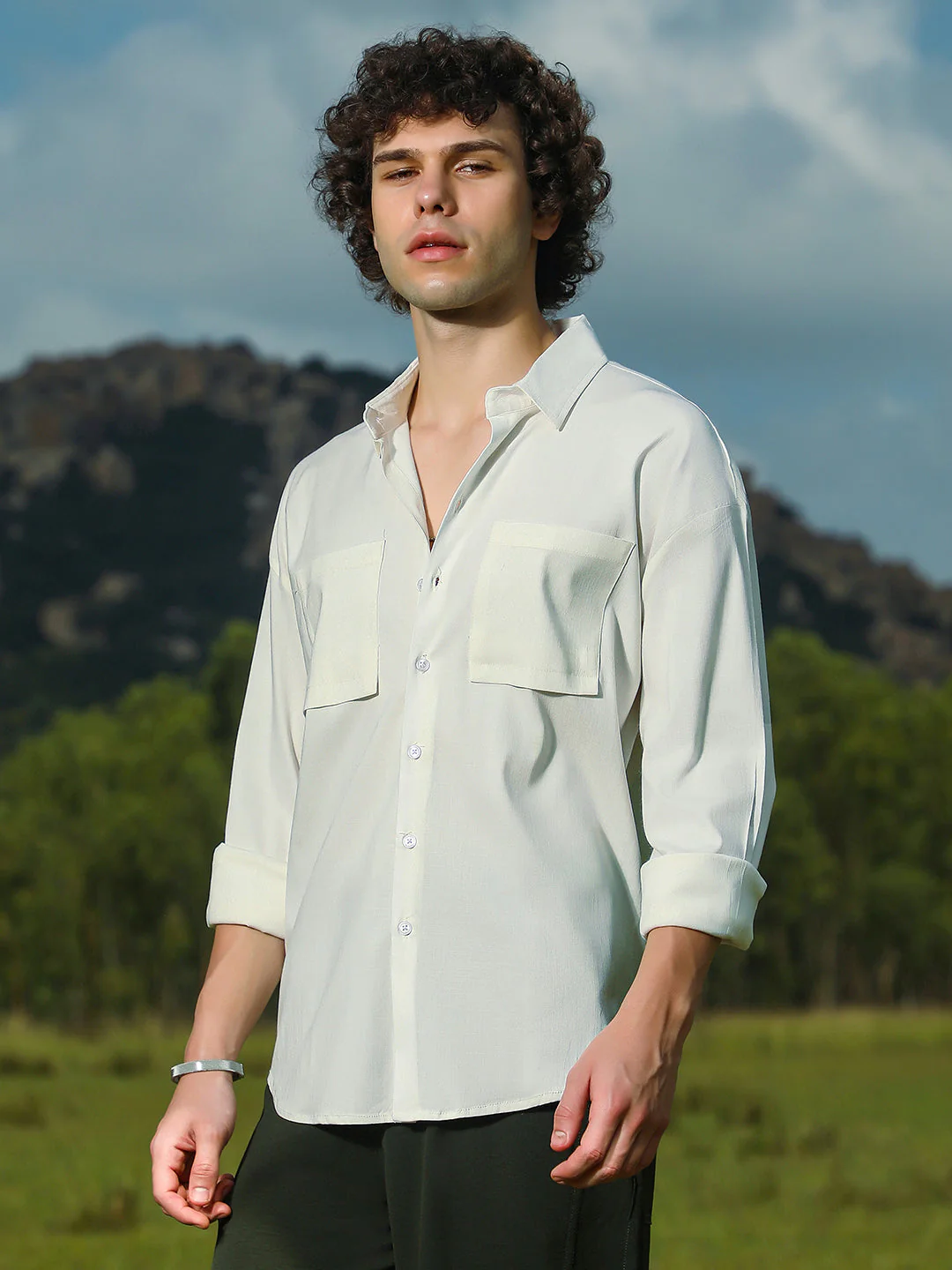 Solid Utility Oversized Shirt - Image 3
