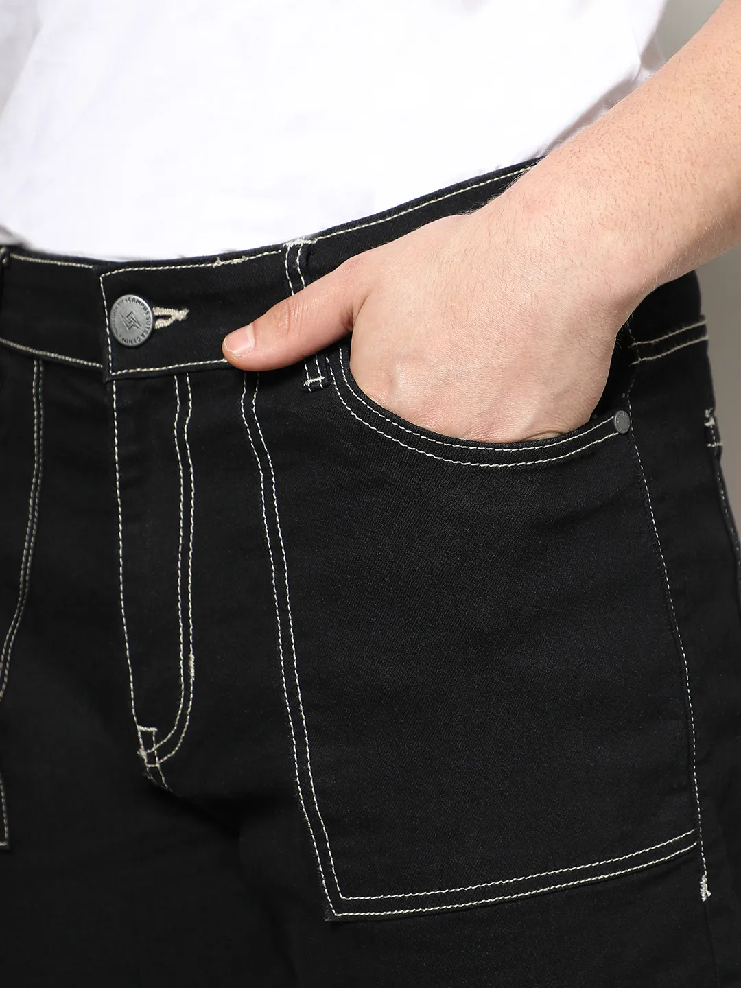 Contrast Stitched Cargo Denim Jeans - Image 7