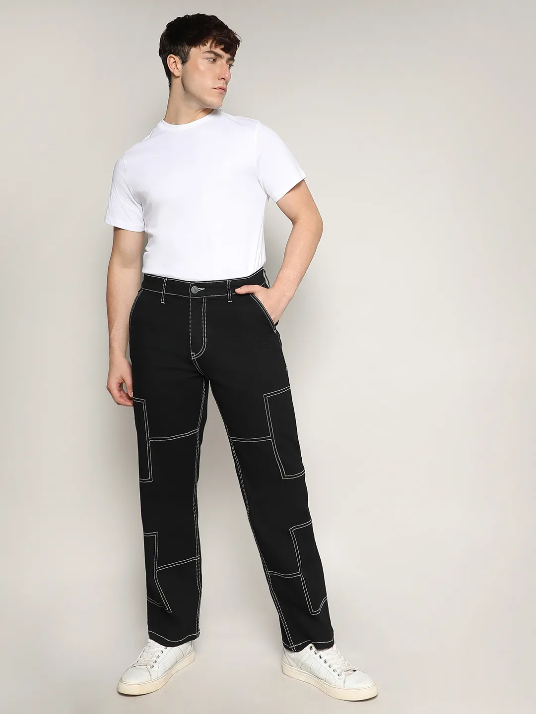 Contrast Stitched Denim Jeans - Image 5