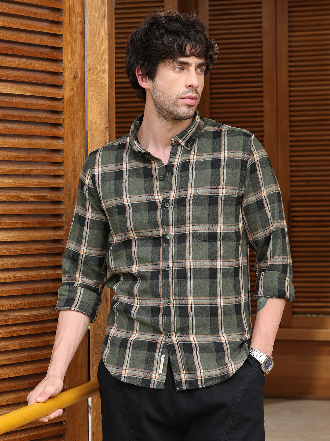 Button-Down Shadow-Plaid Shirt - Image 2