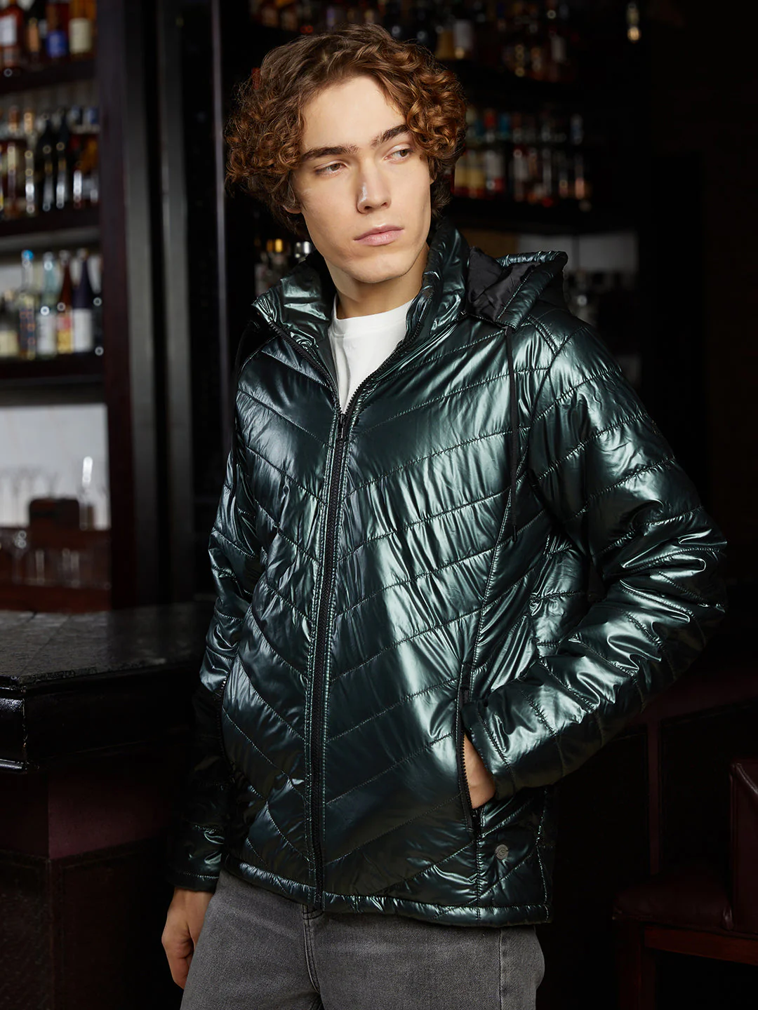 Metallic Zip-Front Quilted Jacket - Image 3