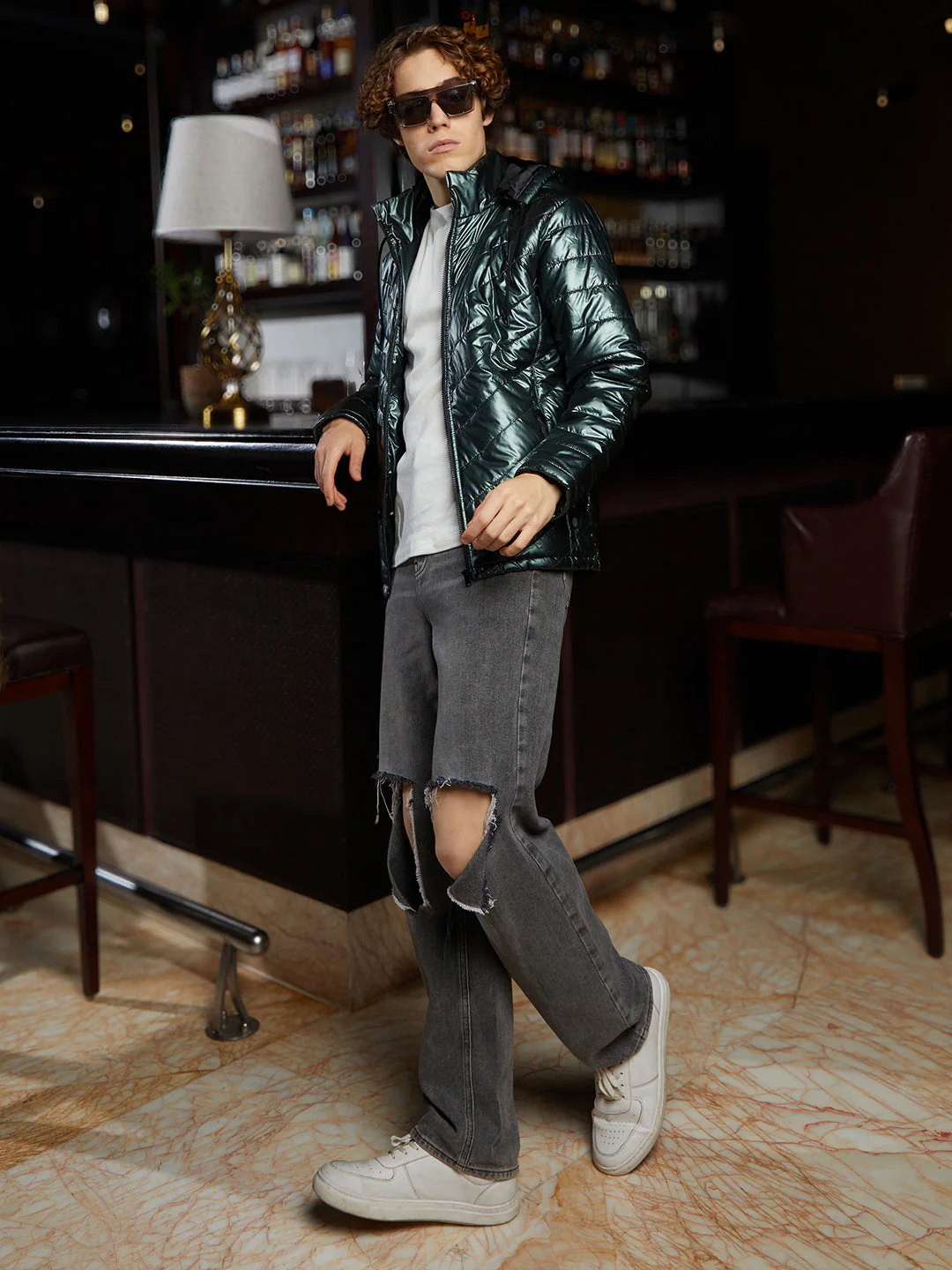 Metallic Zip-Front Quilted Jacket - Image 6