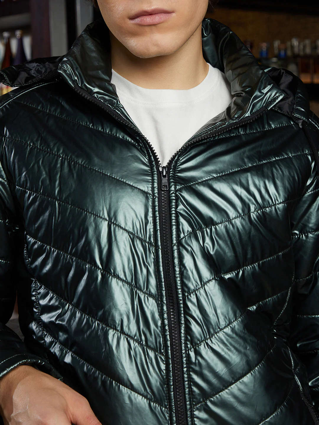 Metallic Zip-Front Quilted Jacket - Image 7