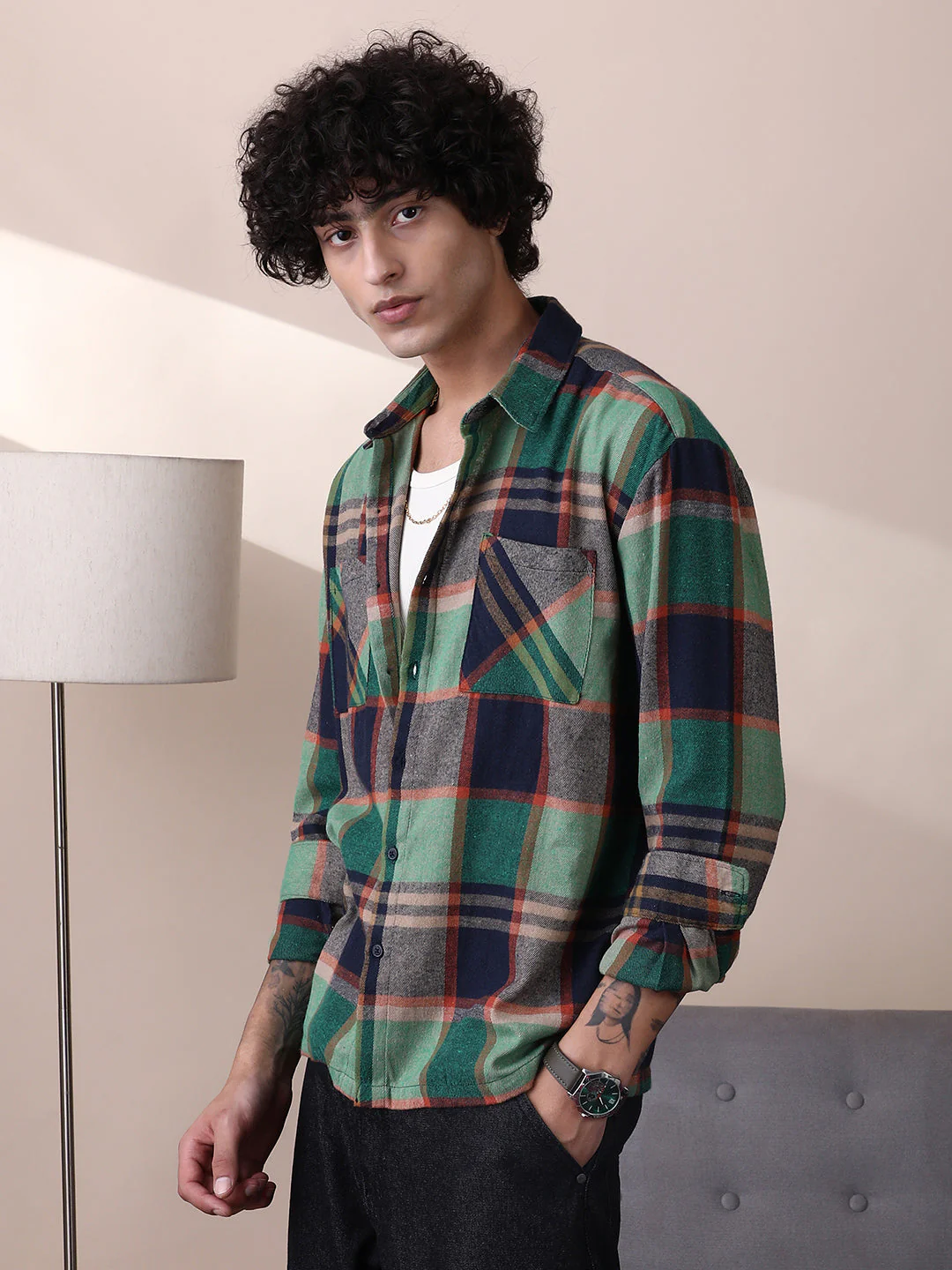 Plaid-Check Utility Shacket - Image 3