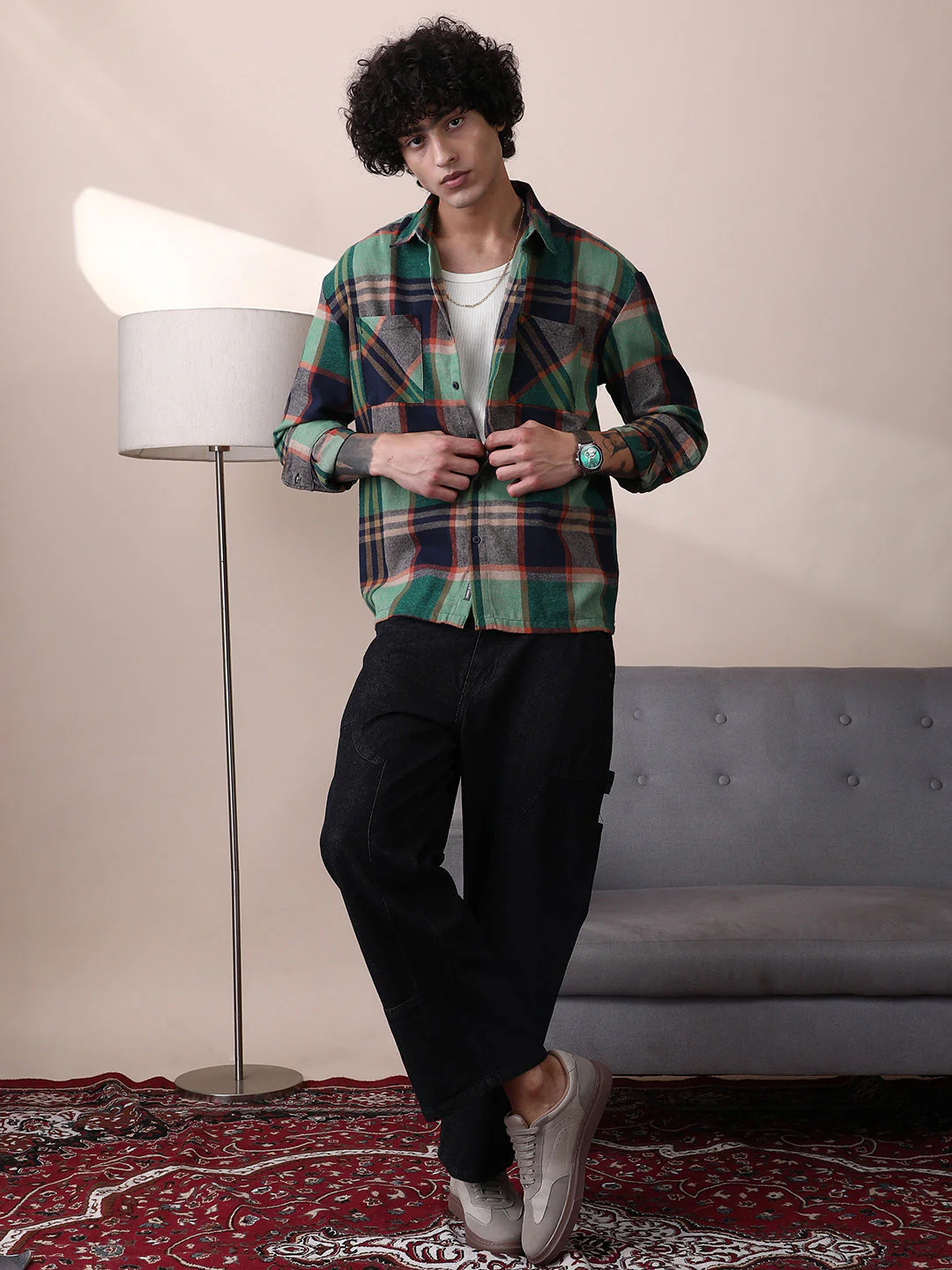 Plaid-Check Utility Shacket - Image 5