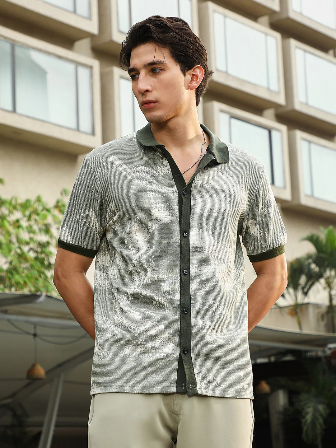 Fade-Imprint Waffle Polo Shirt - Image 2