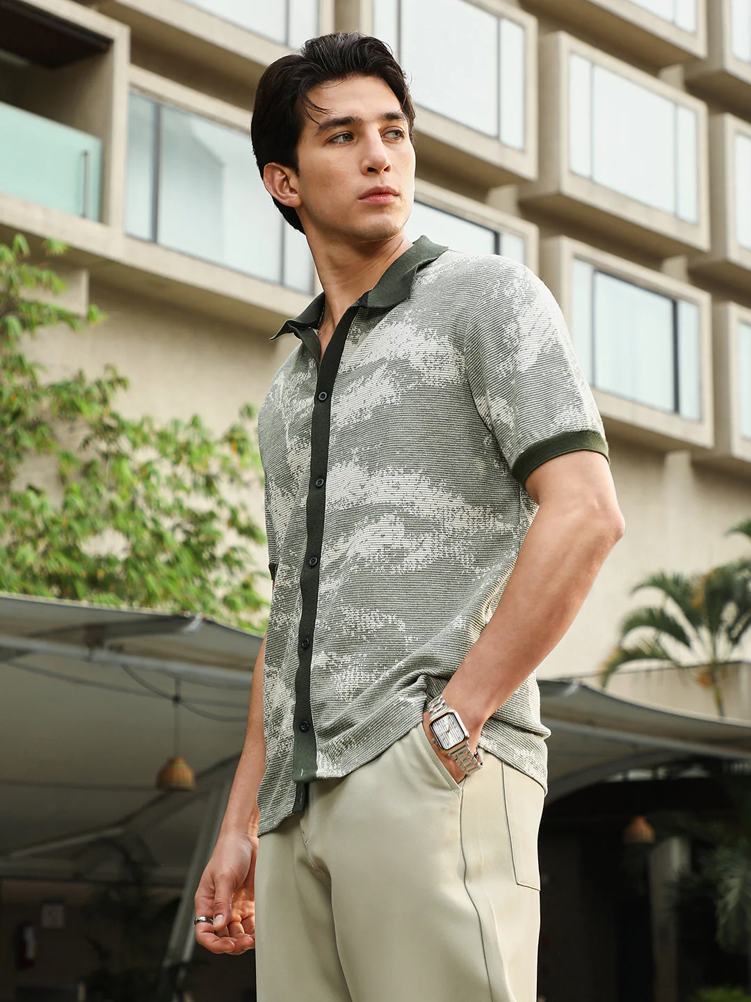 Fade-Imprint Waffle Polo Shirt - Image 3