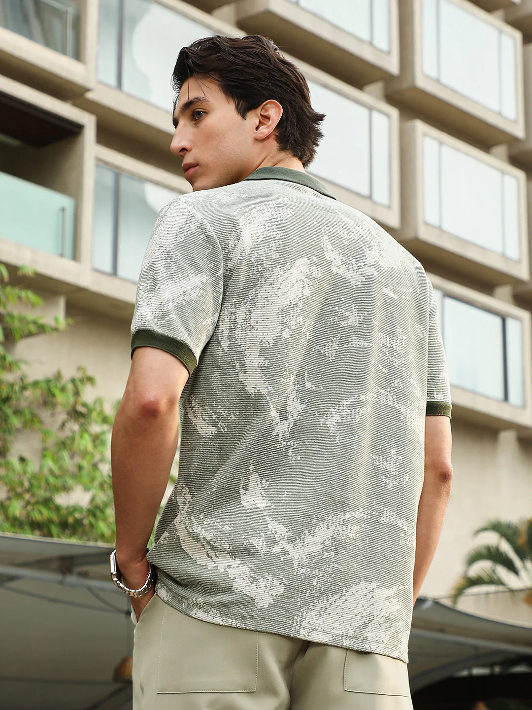 Fade-Imprint Waffle Polo Shirt - Image 4