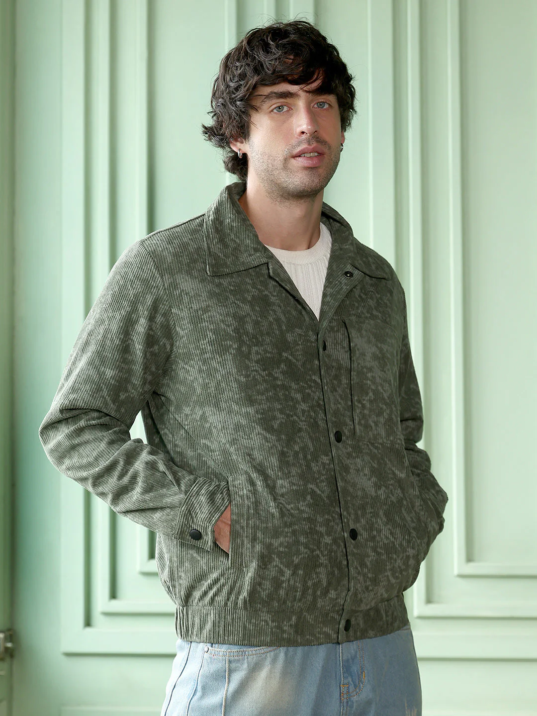 Faded-Corduroy Utility Bomber Jacket - Image 3