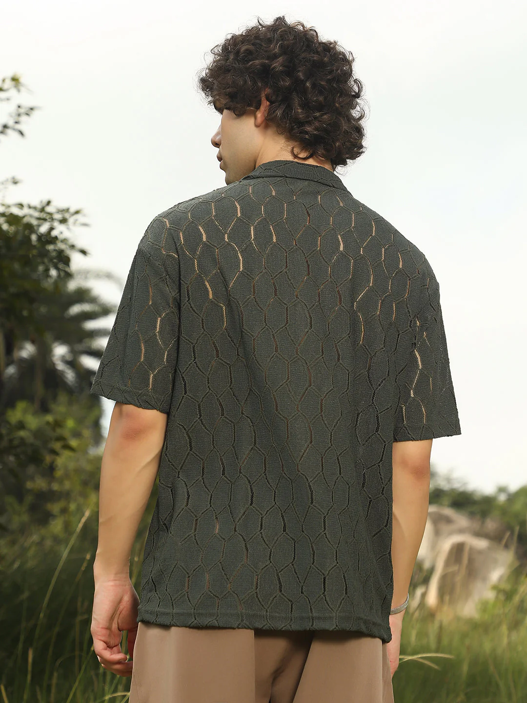 Honeycomb-Knit Polo T-Shirt - Image 4