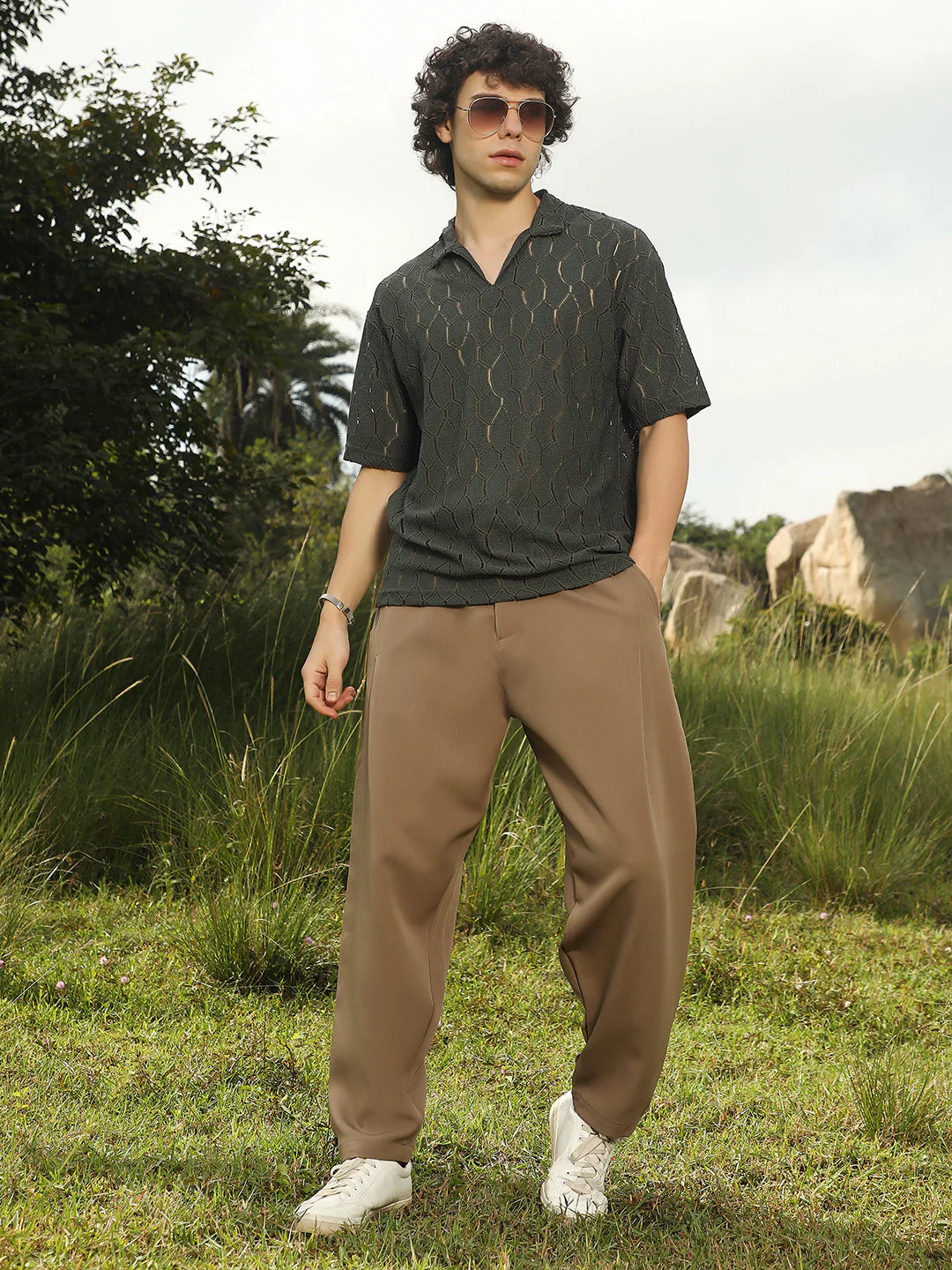 Honeycomb-Knit Polo T-Shirt - Image 6