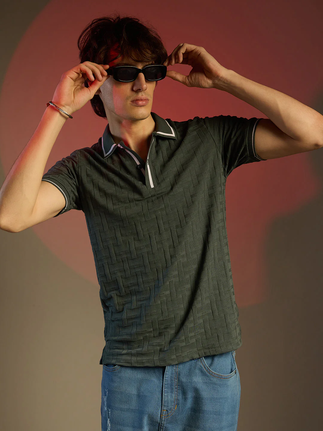 Weave-Textured Polo T-Shirt - Image 2