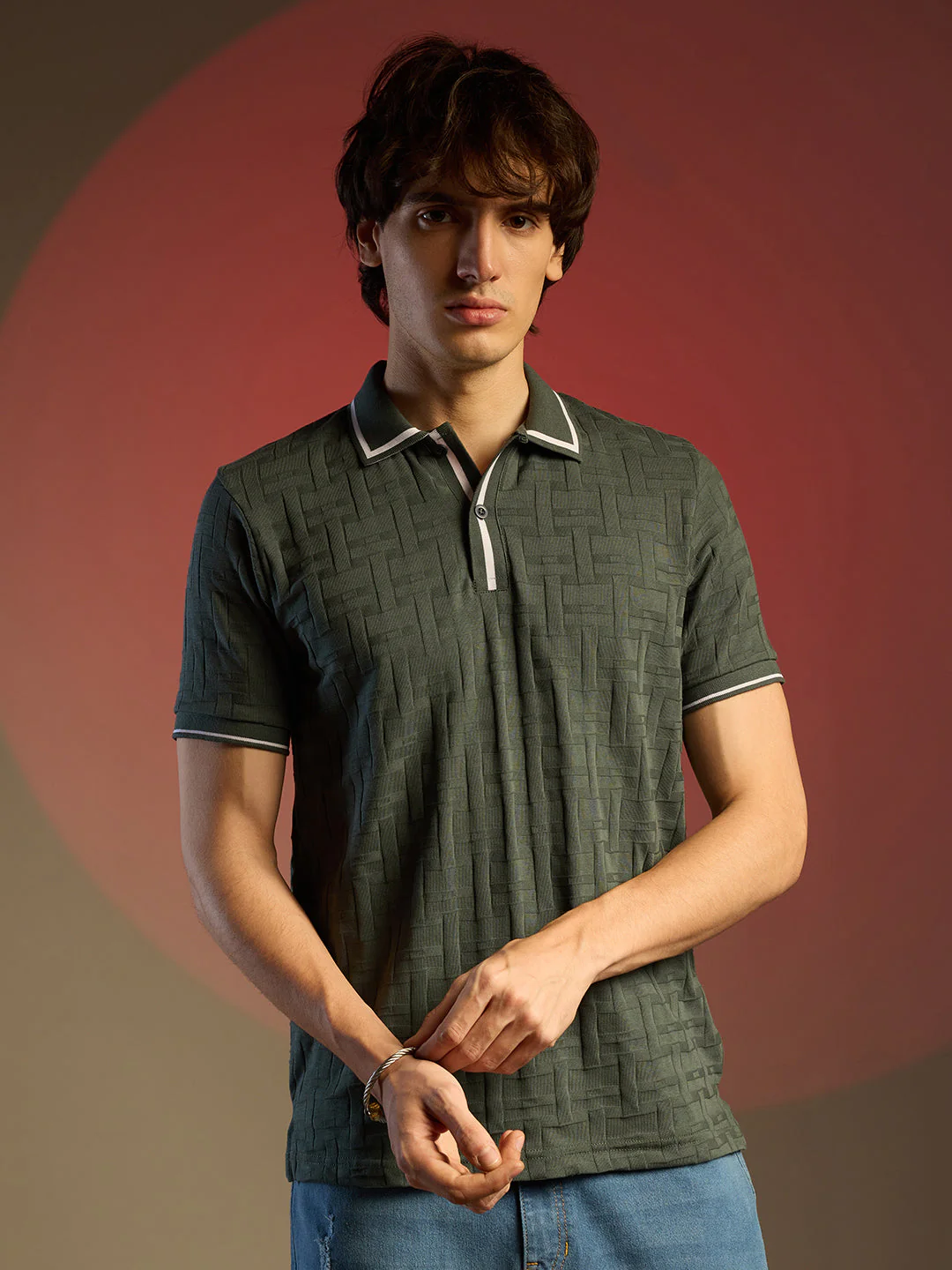 Weave-Textured Polo T-Shirt - Image 3