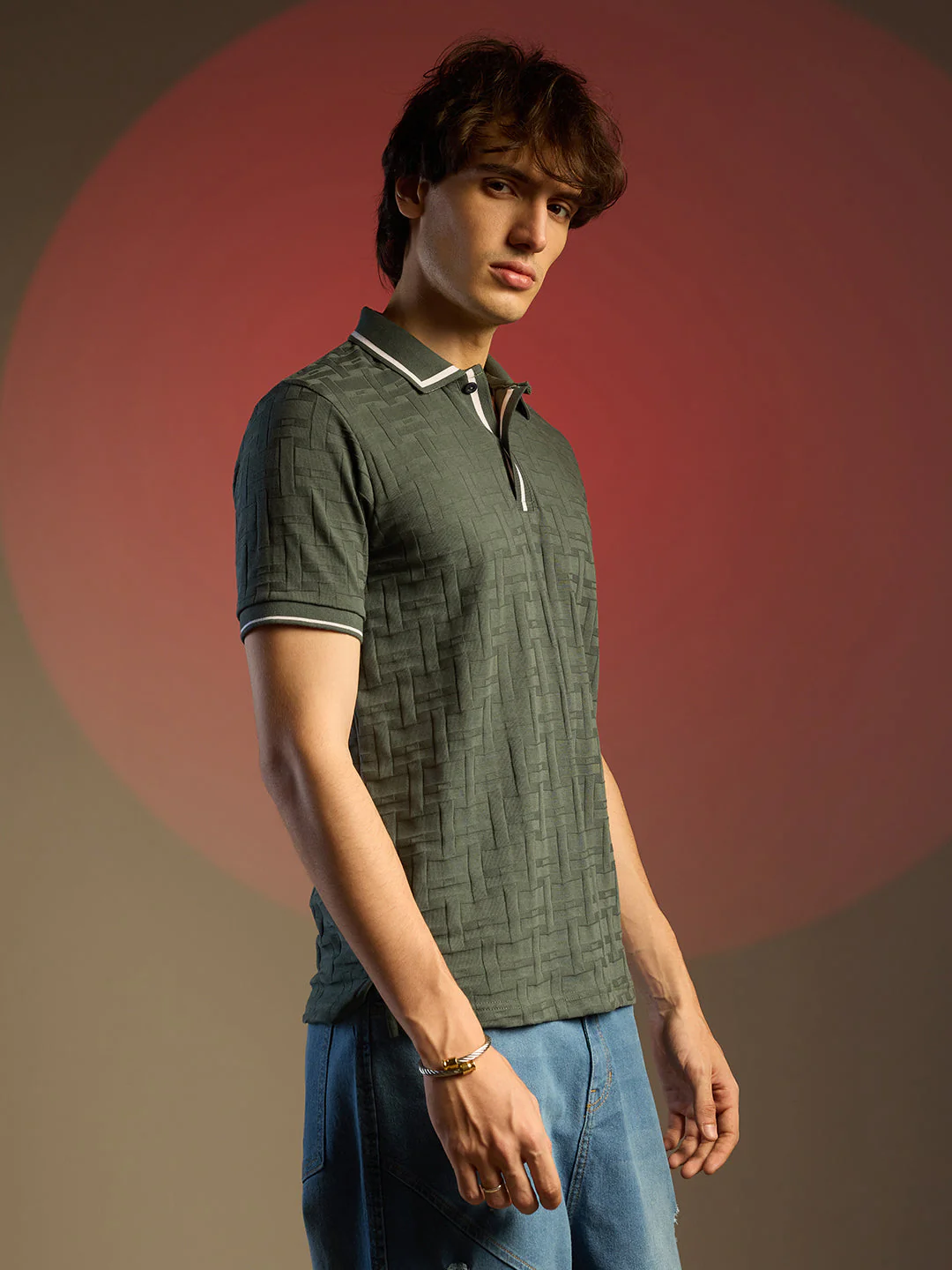 Weave-Textured Polo T-Shirt - Image 4