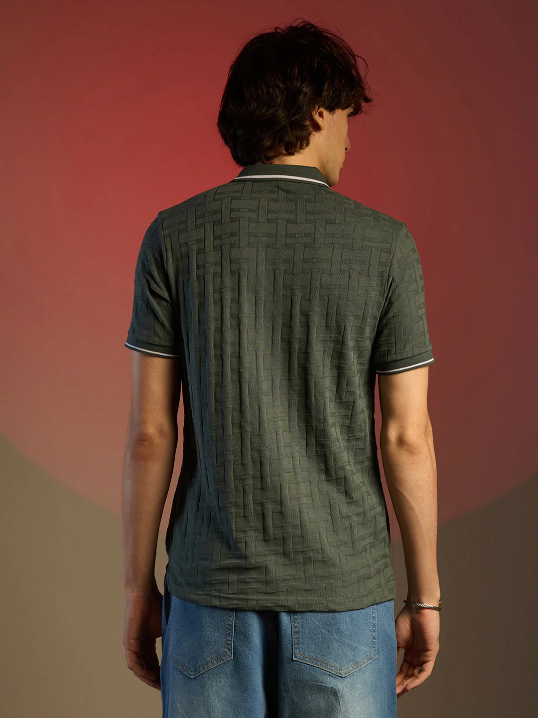 Weave-Textured Polo T-Shirt - Image 5