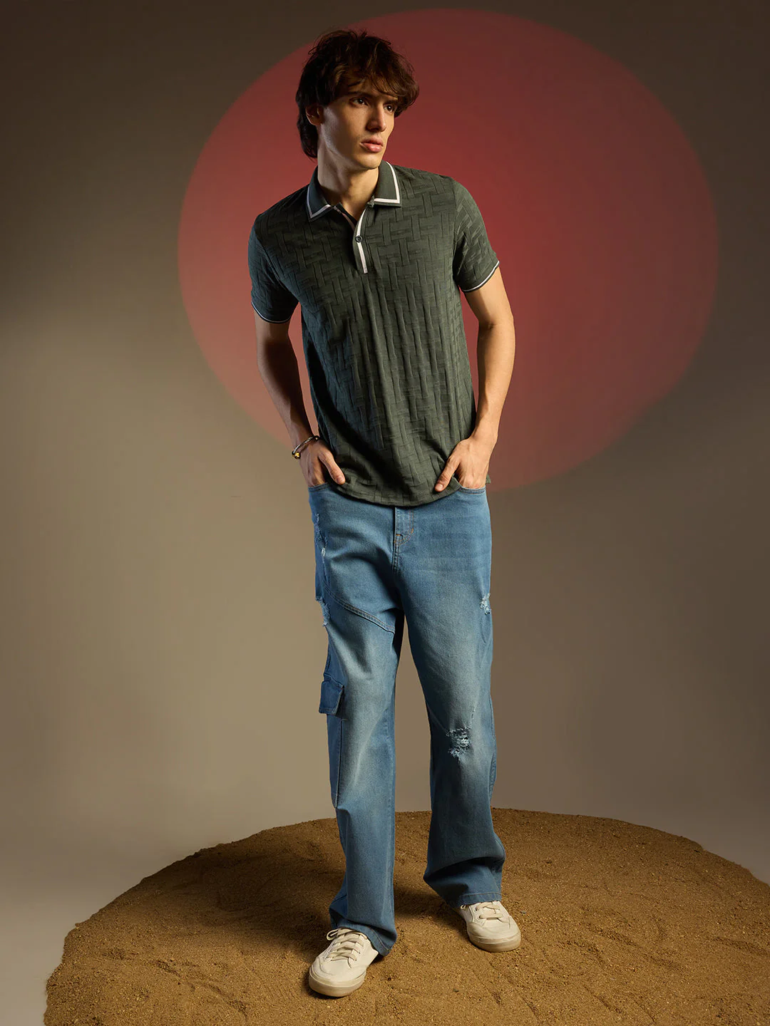Weave-Textured Polo T-Shirt - Image 6