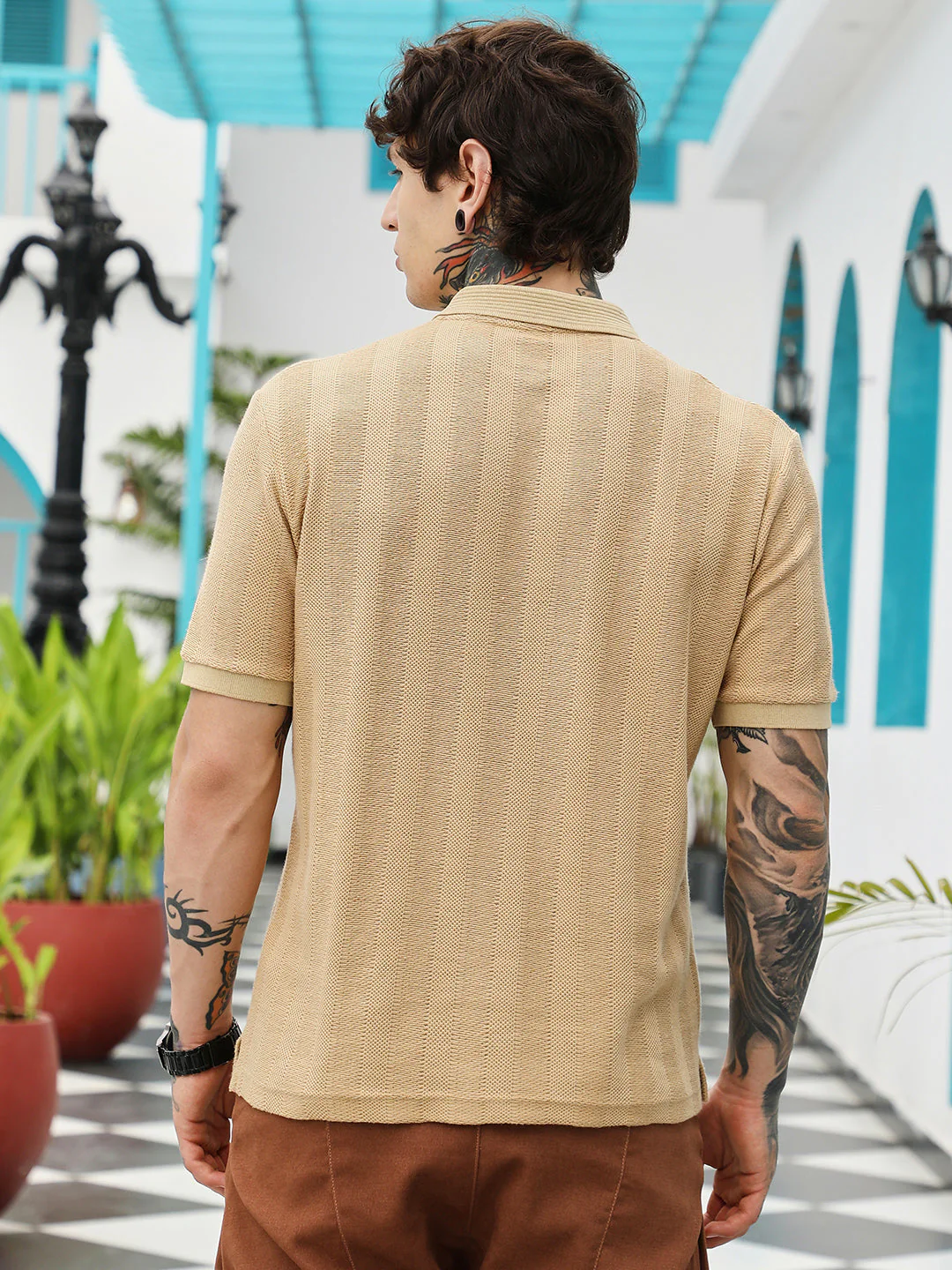 Candy Stripe-Knitted Polo T-Shirt - Image 4