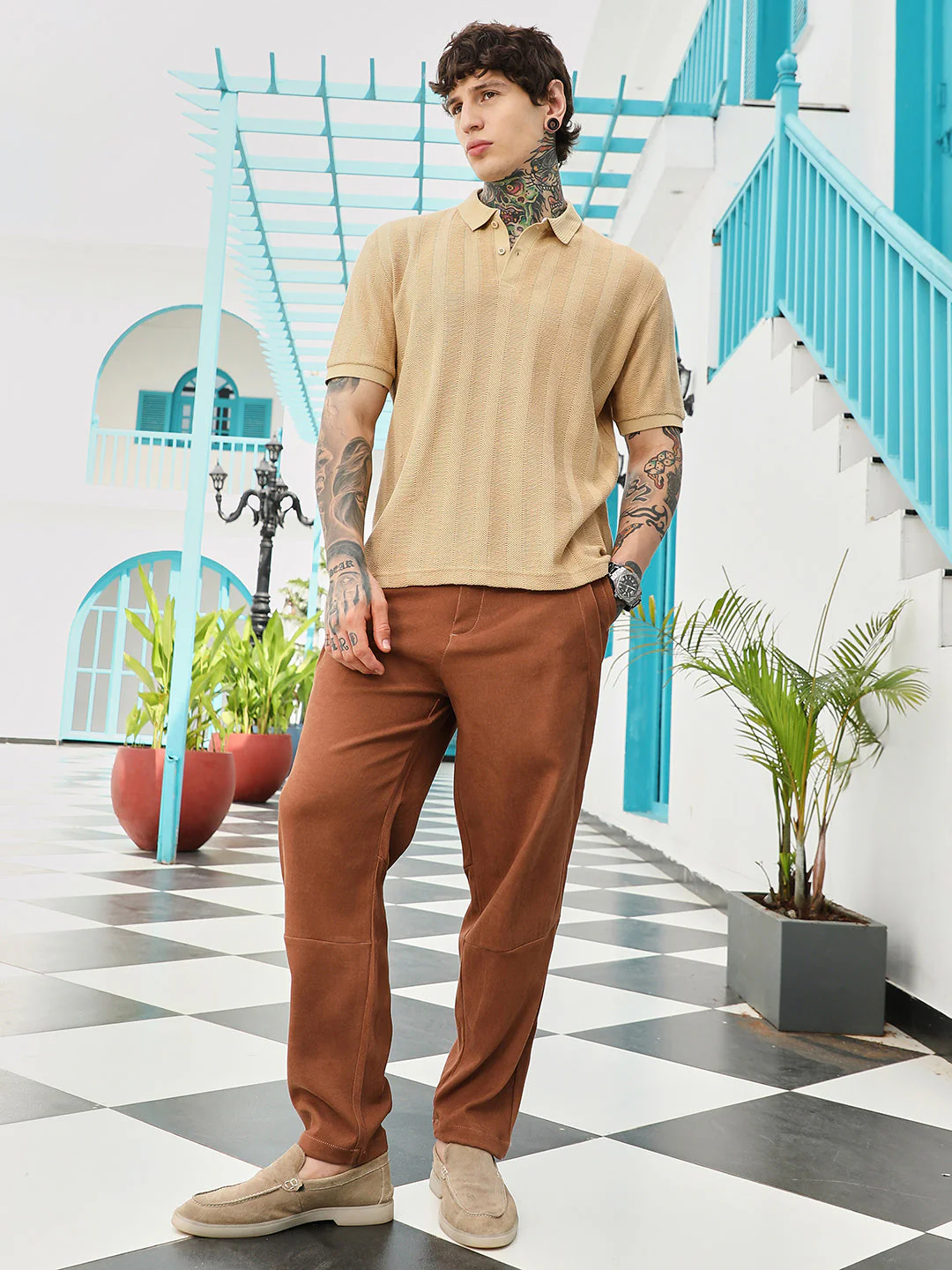 Candy Stripe-Knitted Polo T-Shirt - Image 5