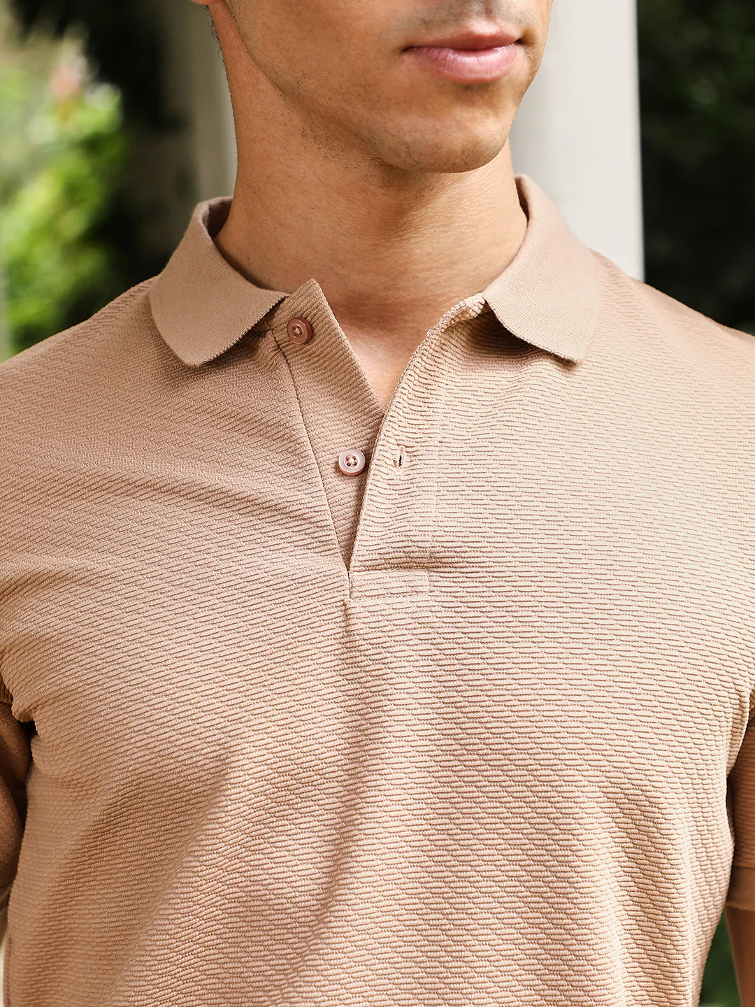 Slanted-Jacquard Knit Polo T-Shirt - Image 7