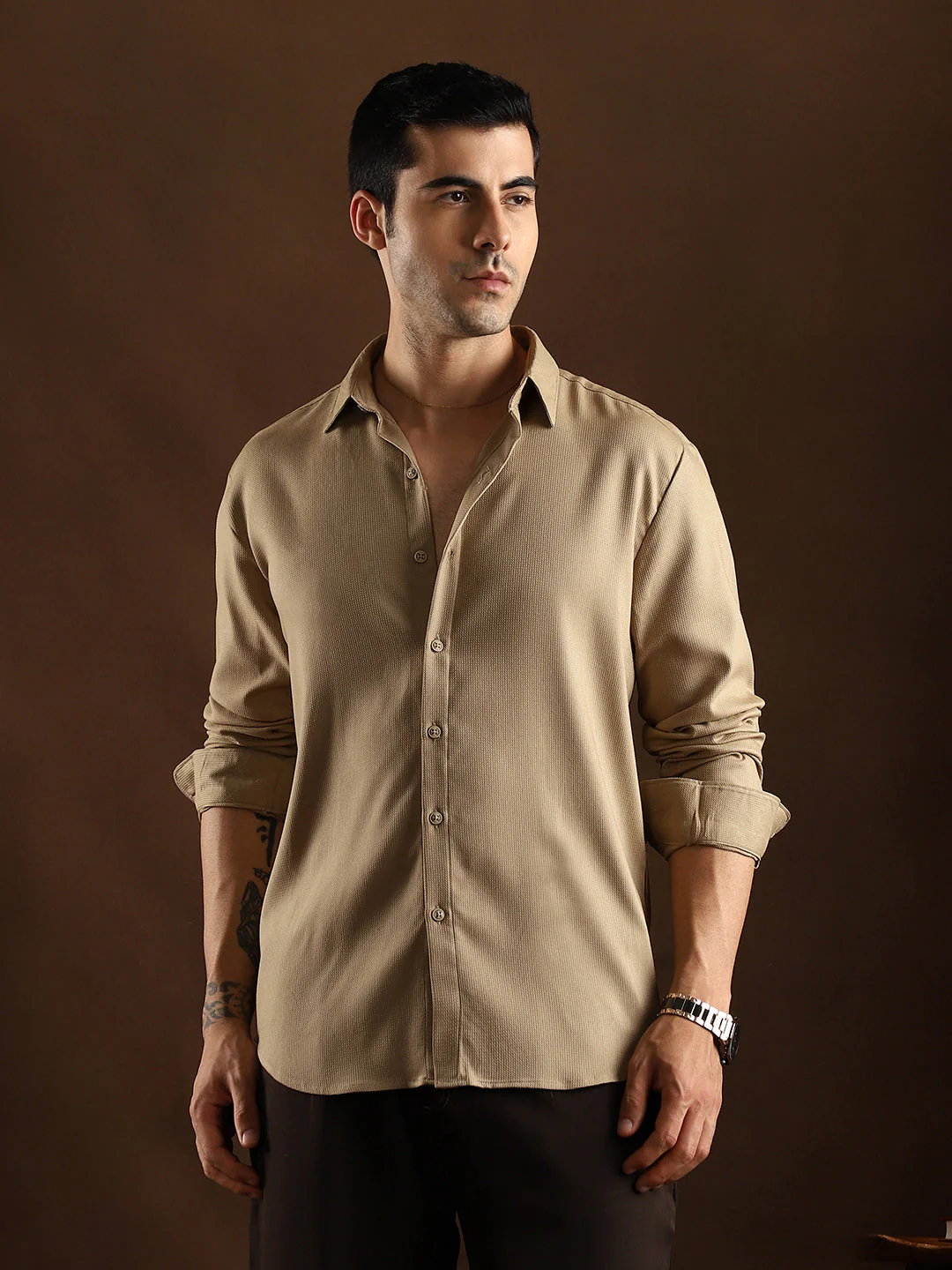 Solid Waffle-Weave Shirt - Image 2