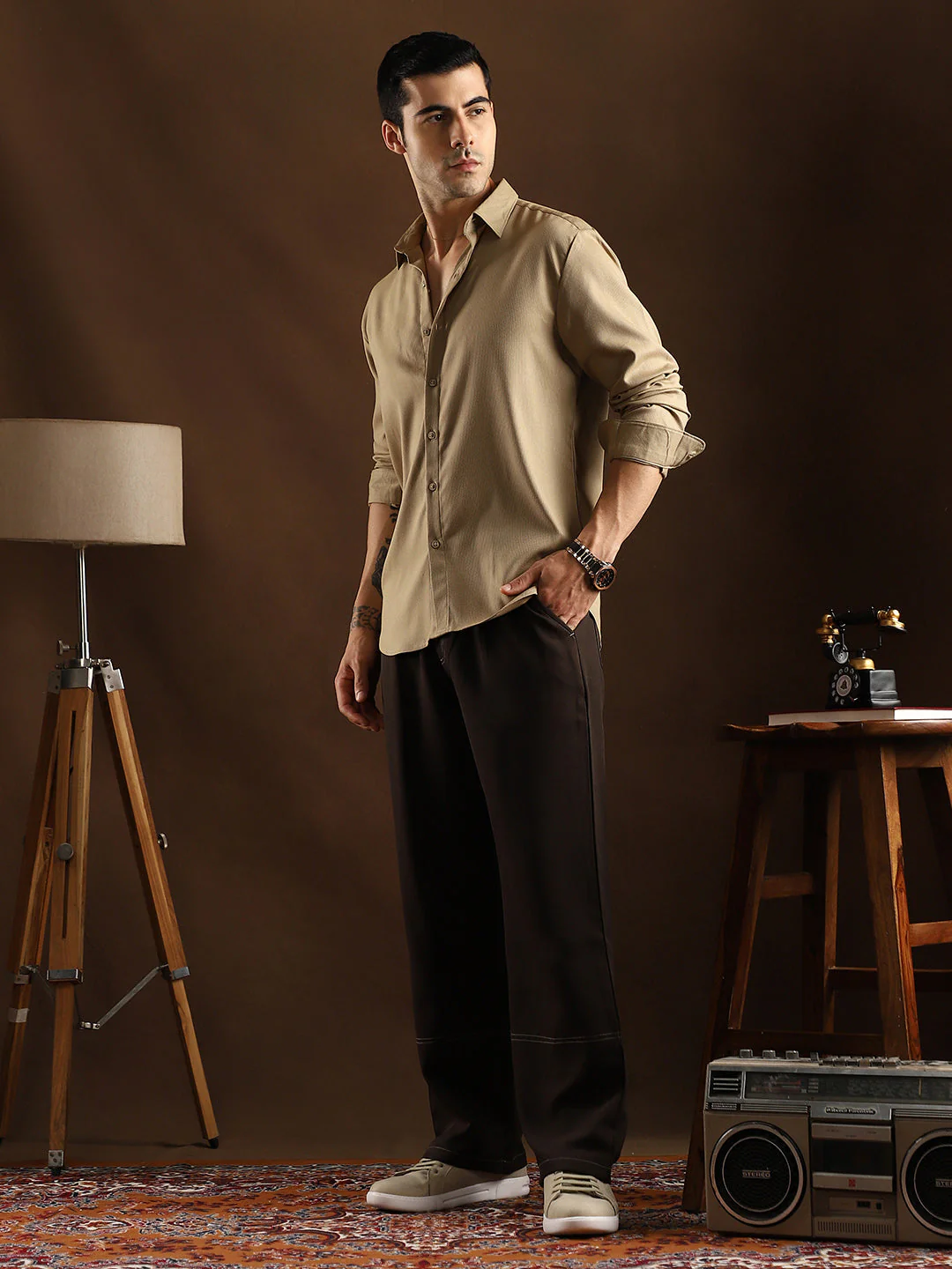 Solid Waffle-Weave Shirt - Image 5
