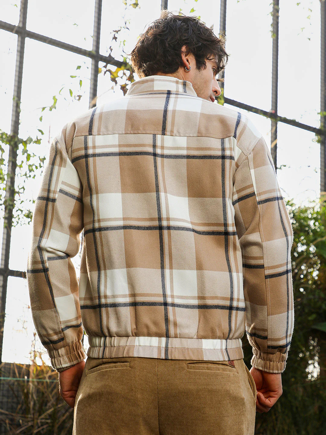 Zip-Front Brushed Plaid Jacket - Image 4