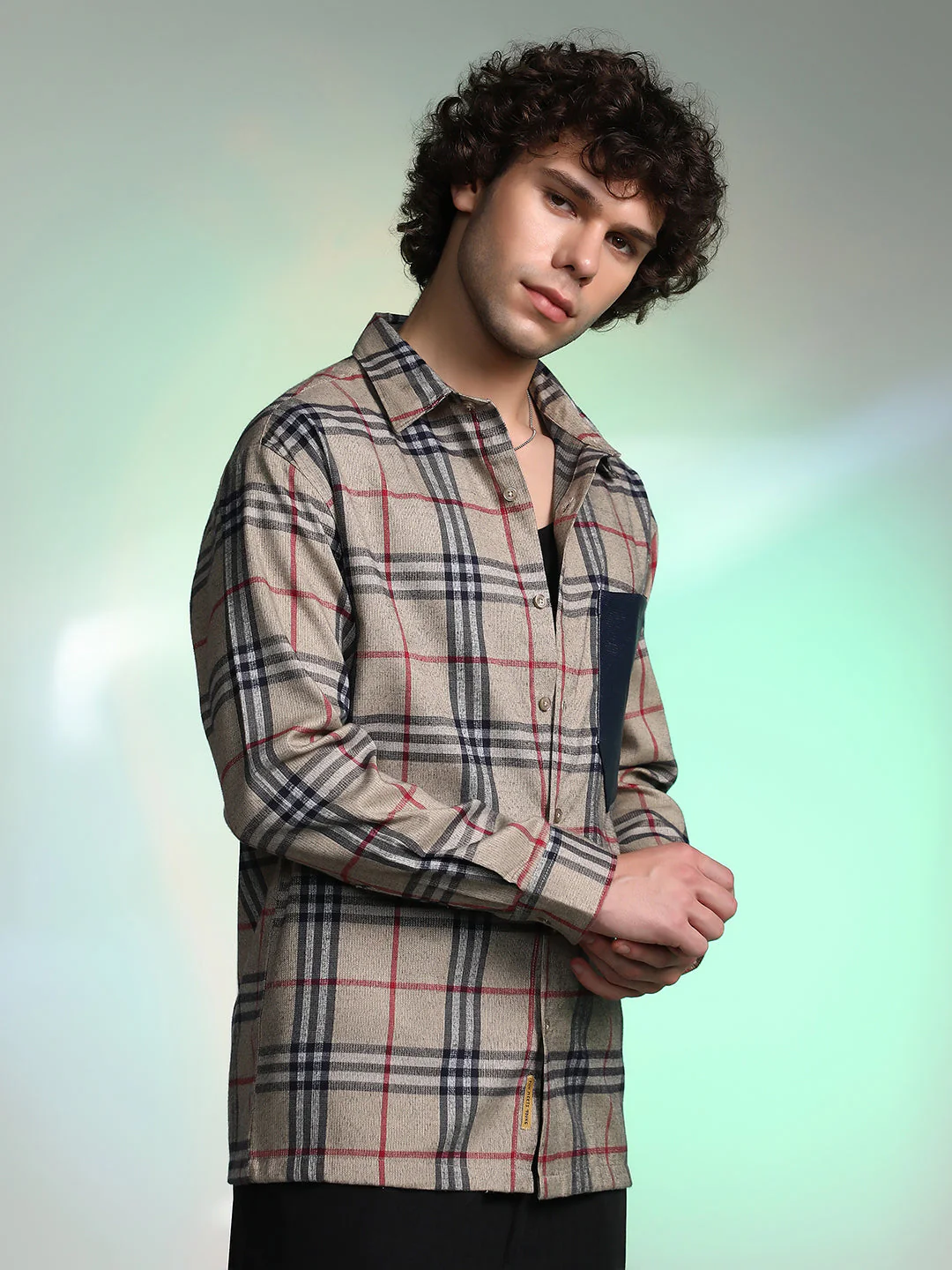 Plaid-Block Oversized Shirt - Image 3