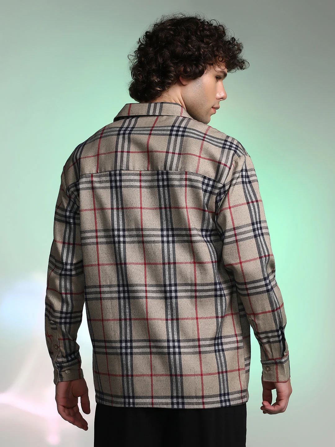 Plaid-Block Oversized Shirt - Image 4