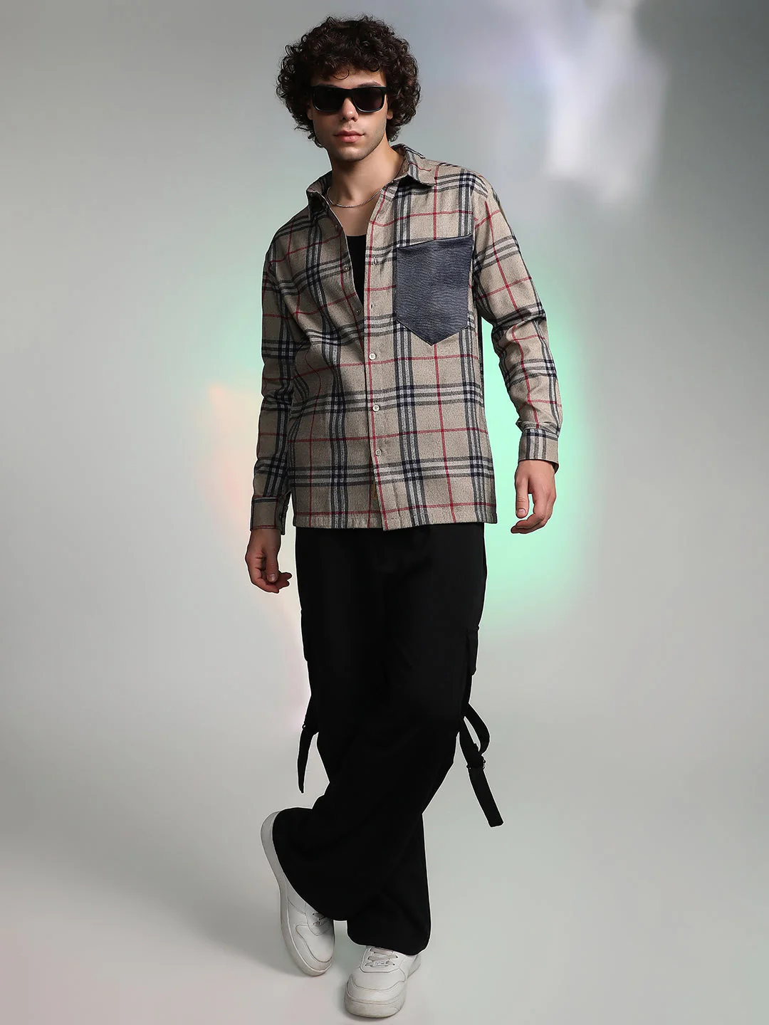 Plaid-Block Oversized Shirt - Image 6