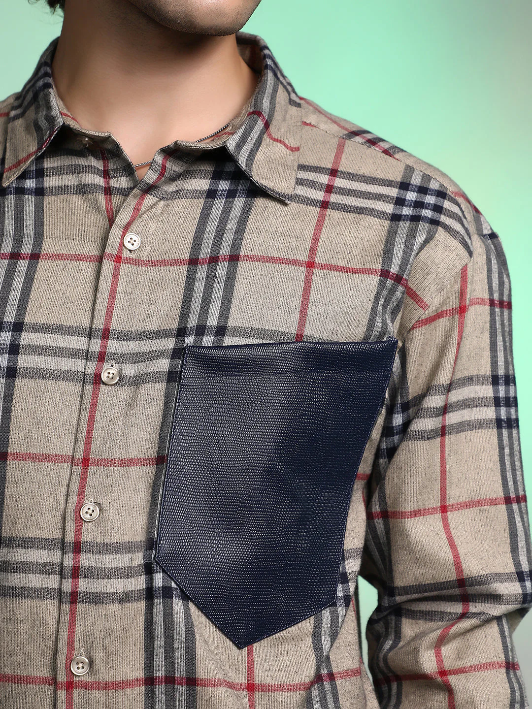 Plaid-Block Oversized Shirt - Image 7