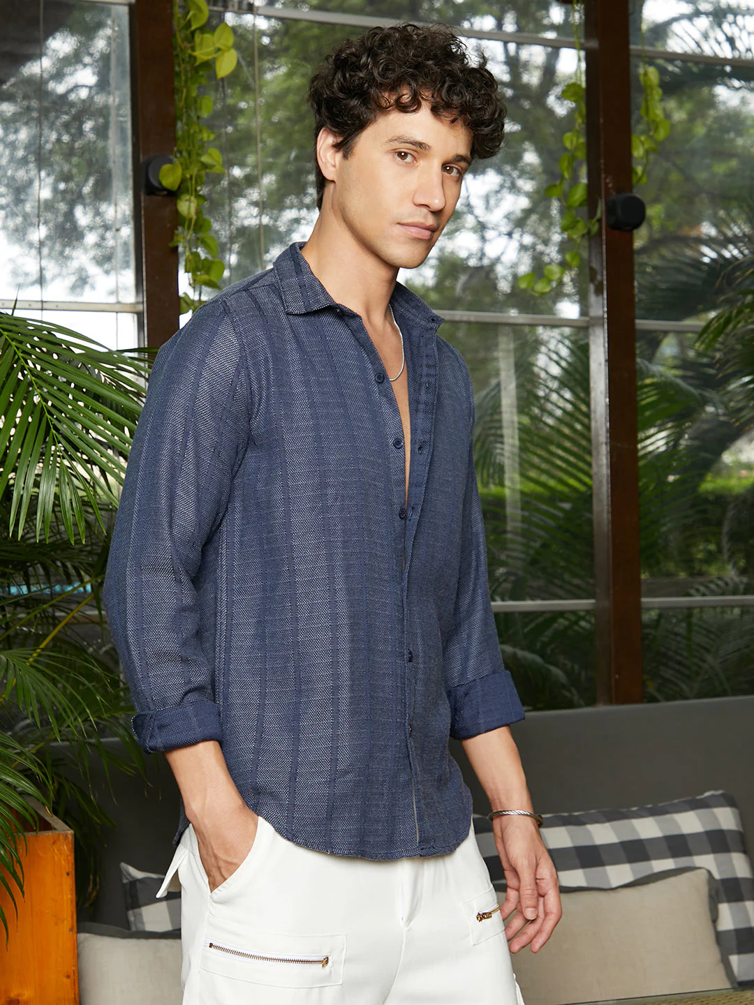 Contrast-Weave Relaxed Shirt - Image 3