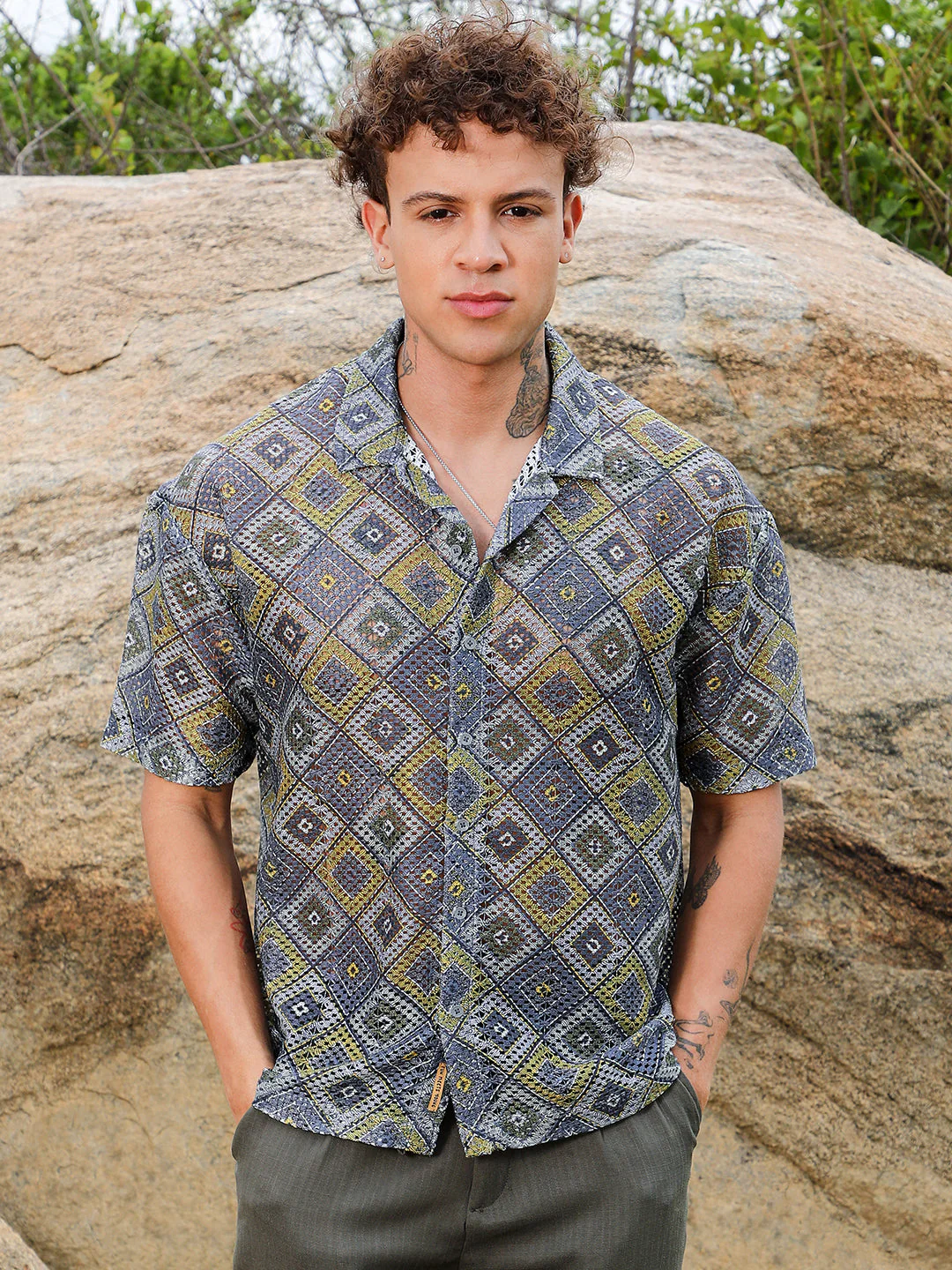 Geometric Block Oversized Shirt - Image 2