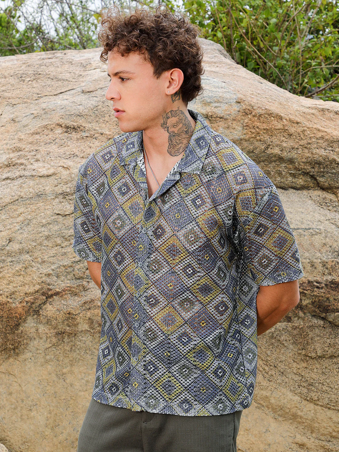 Geometric Block Oversized Shirt - Image 3