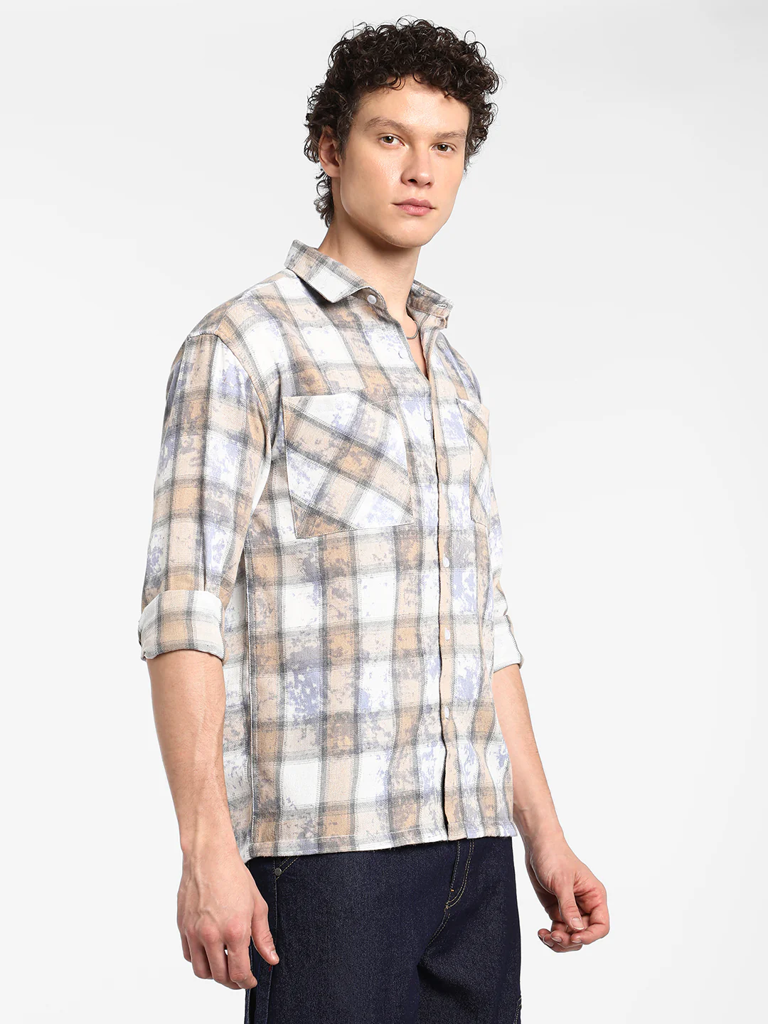 Tie-Dye Plaid Oversized Shirt - Image 11